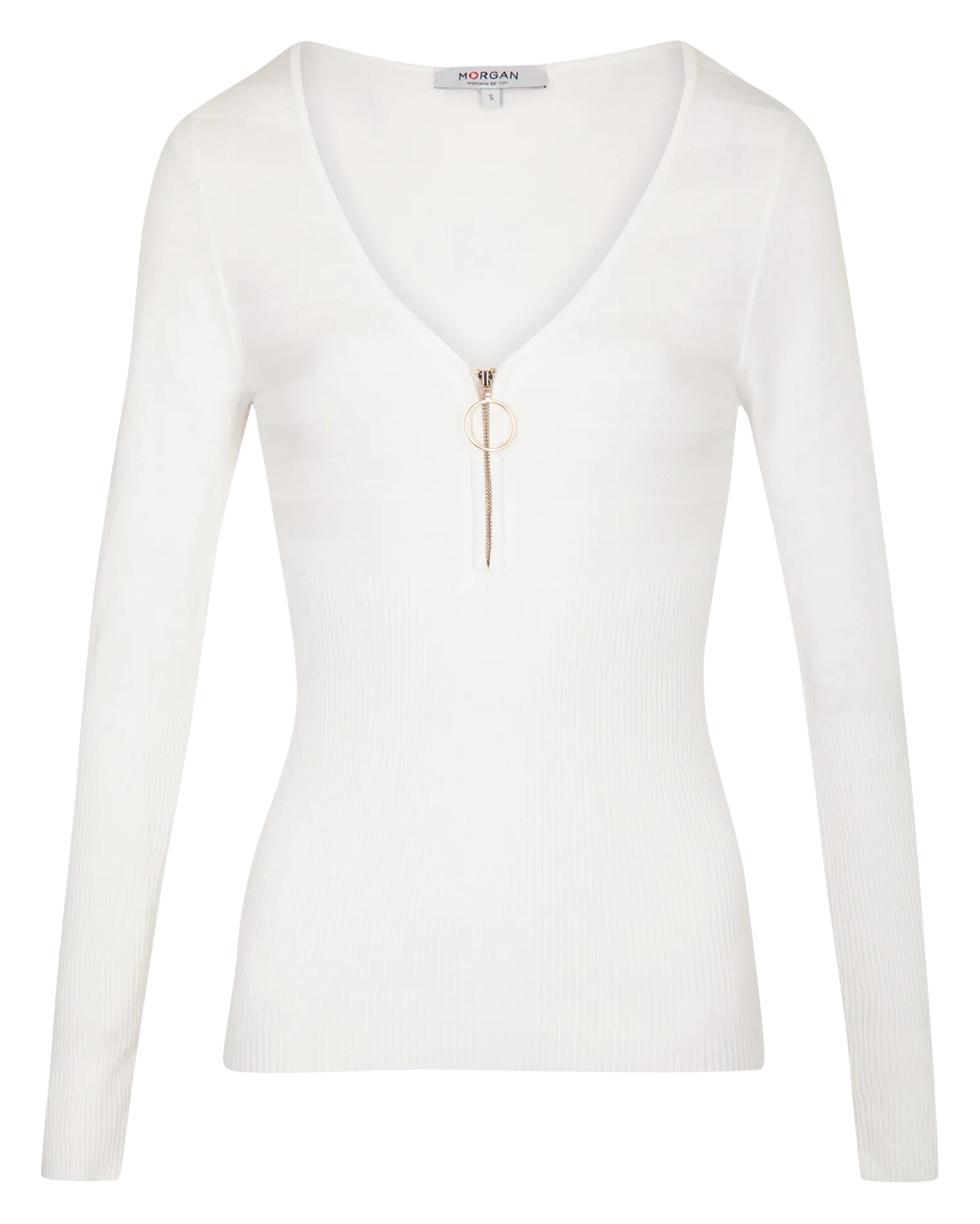  MORGAN   MENZA - Maglione scollo a V con zip | Bianco
