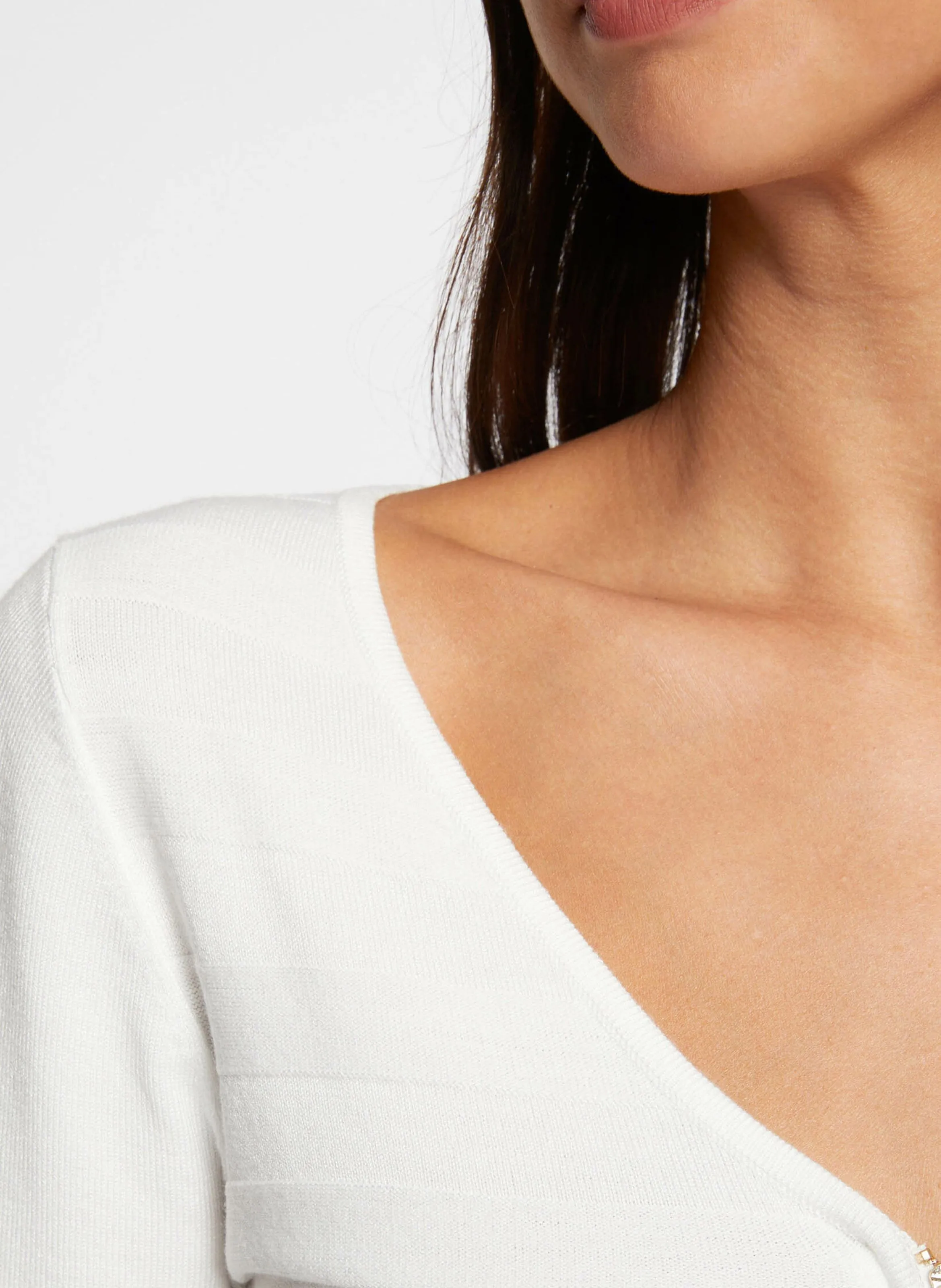  MORGAN   MENZA - Maglione scollo a V con zip | Bianco