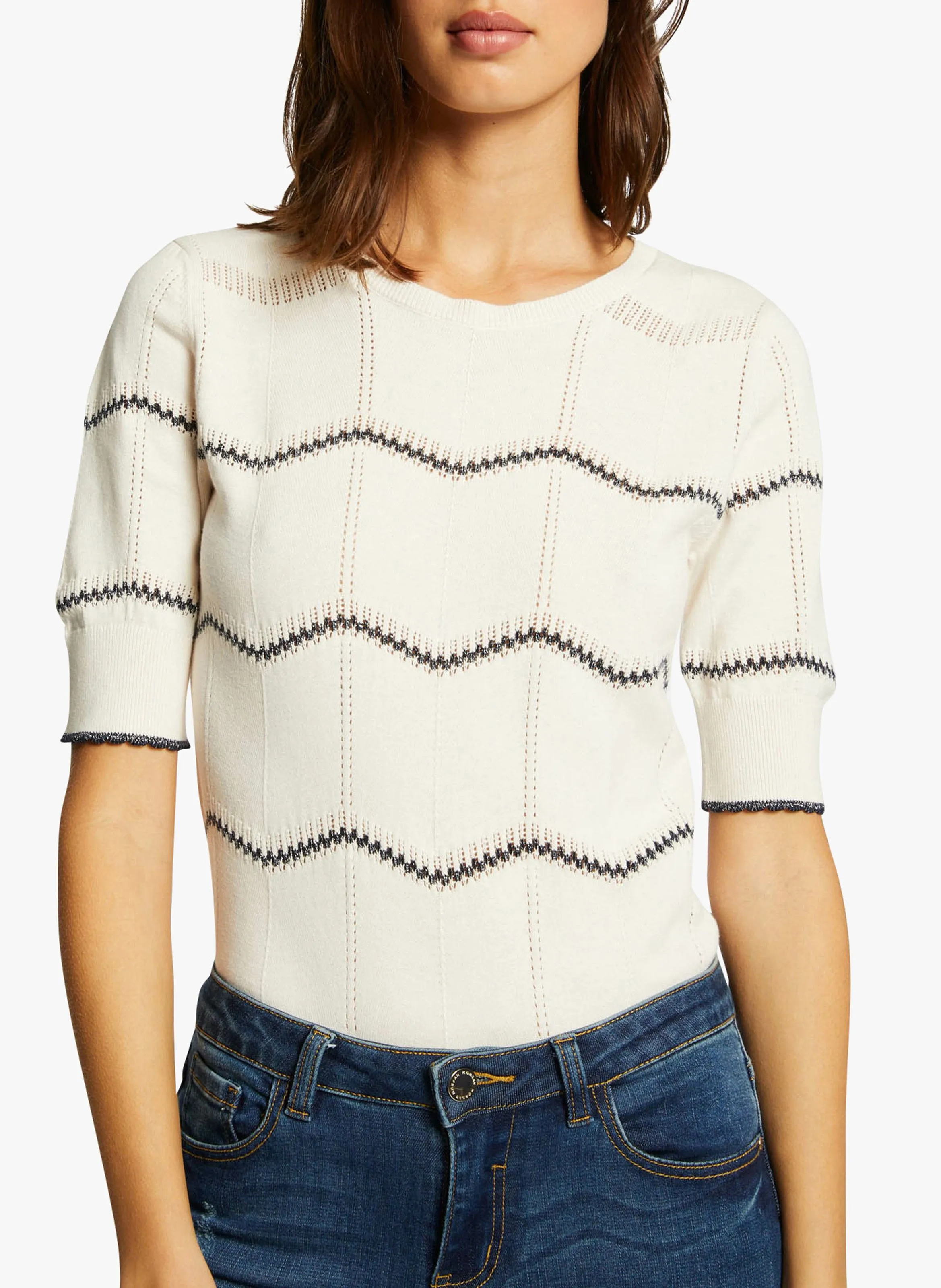  MORGAN   MPUCE - Maglione scollo tondo in misto cotone | Beige