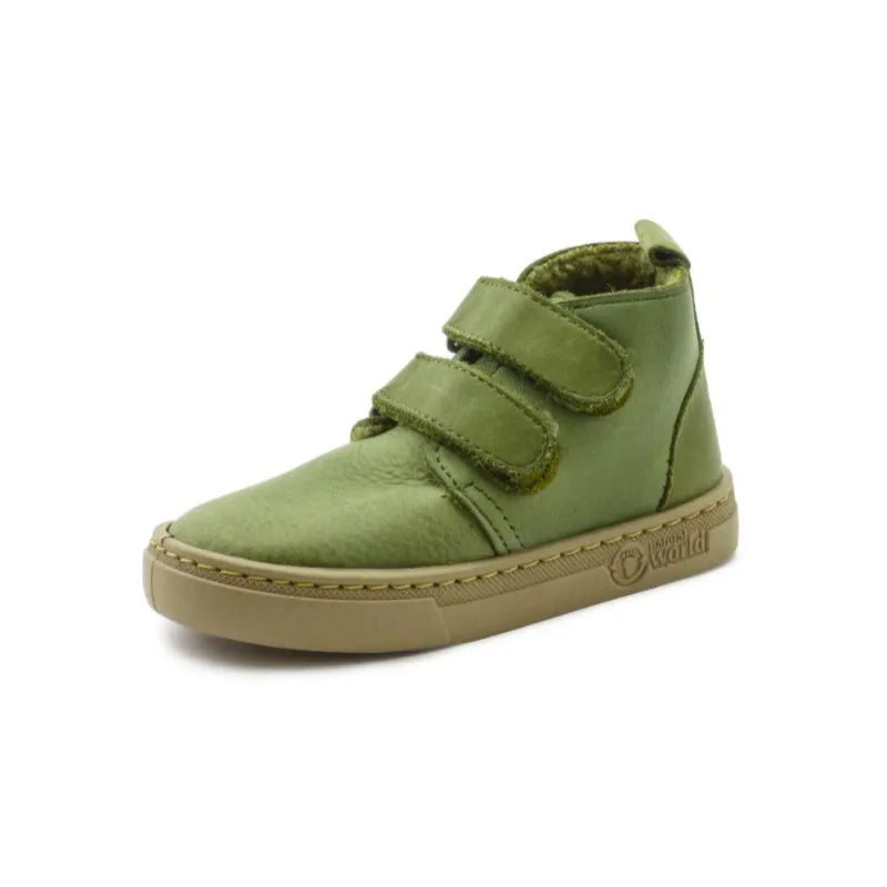 Natural World Eco Scarpa Mid Int. Montone Strappi Verde Oliva Junior