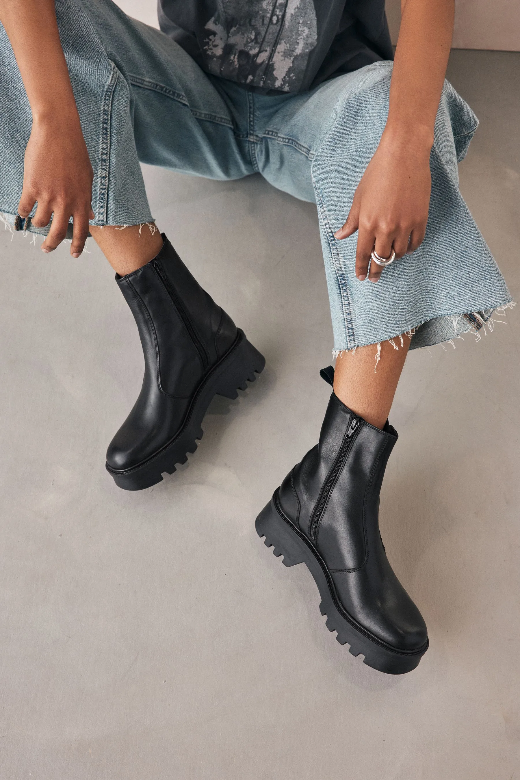 Nero  - Forever Comfort® - Chelsea Stivali spessa in pelle