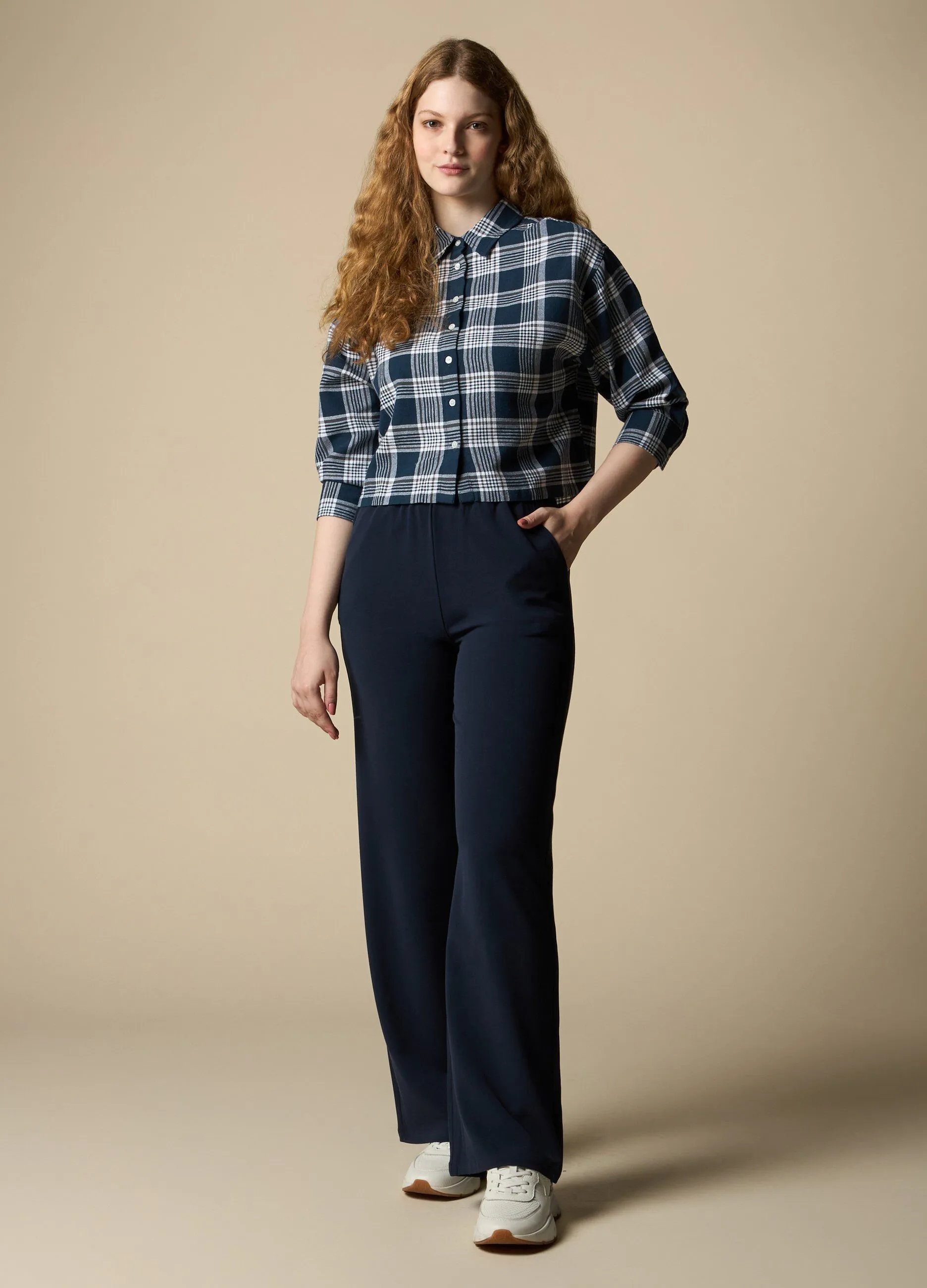 NICE & CHIC  Pantaloni palazzo in misto viscosa stretch donna