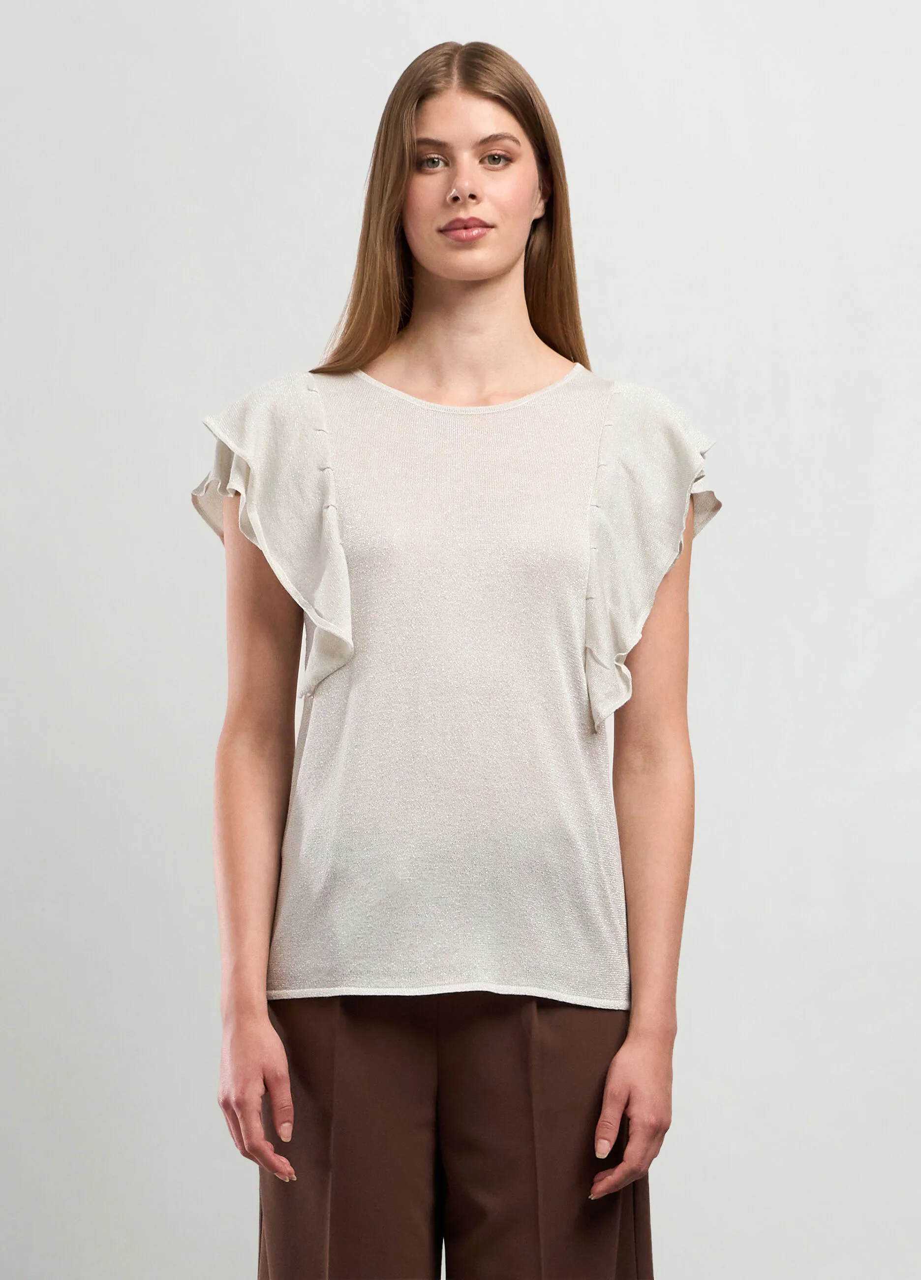 NICE & CHIC  T-shirt in misto viscosa e filo lurex donna