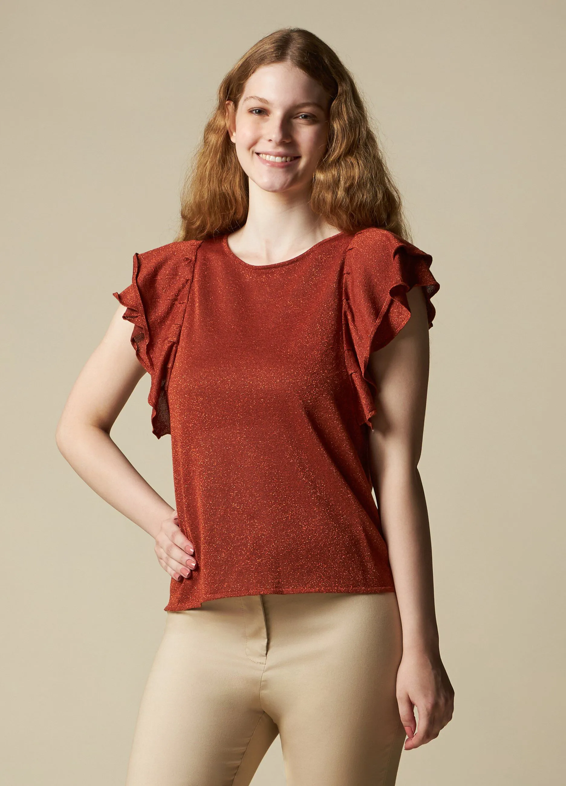 NICE & CHIC  Tricot a maniche corte ad aletta donna