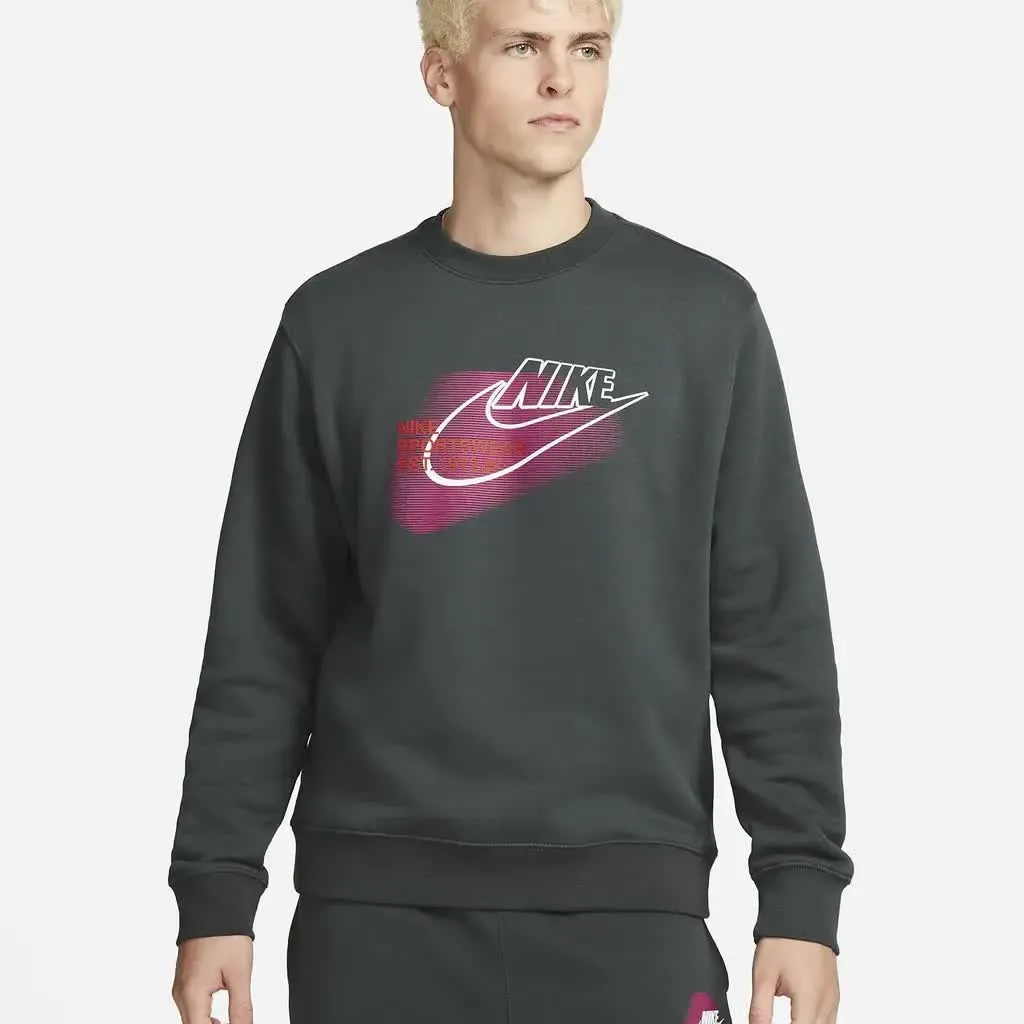 Nike Club felpa cotone girocollo grigio fumo FD0415-070