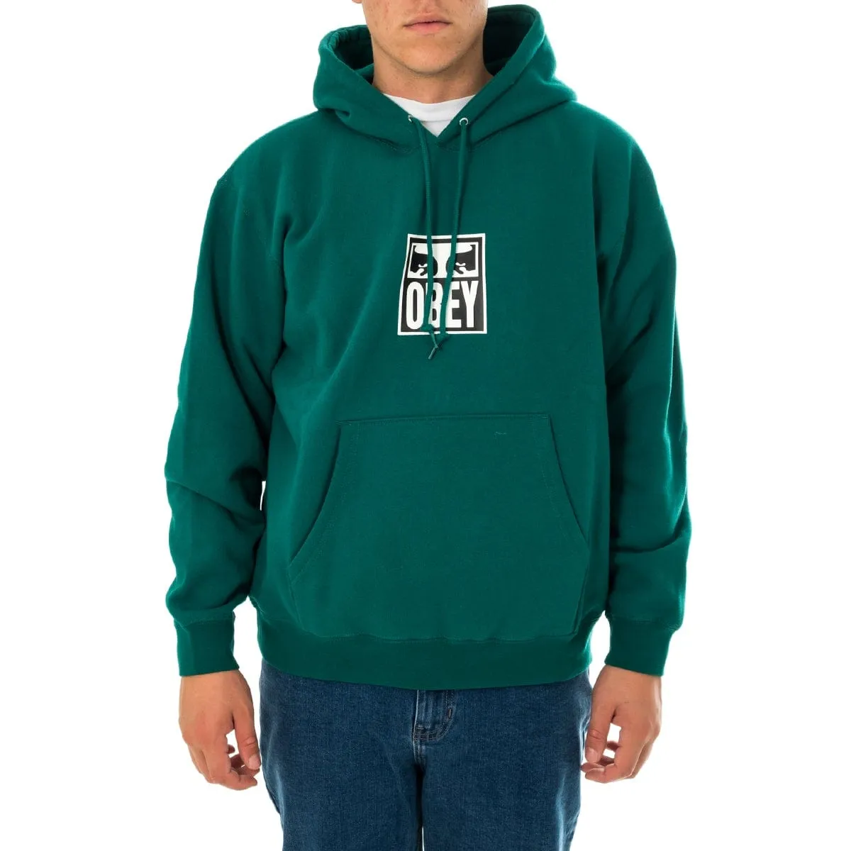 OBEY EYES ICON 3 BOX FIT PREMIUM HOODED FLEECE - IVY