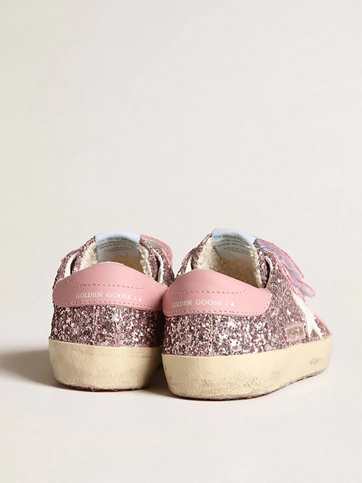 Old School Junior in glitter lilla con stella bianca e talloncino rosa