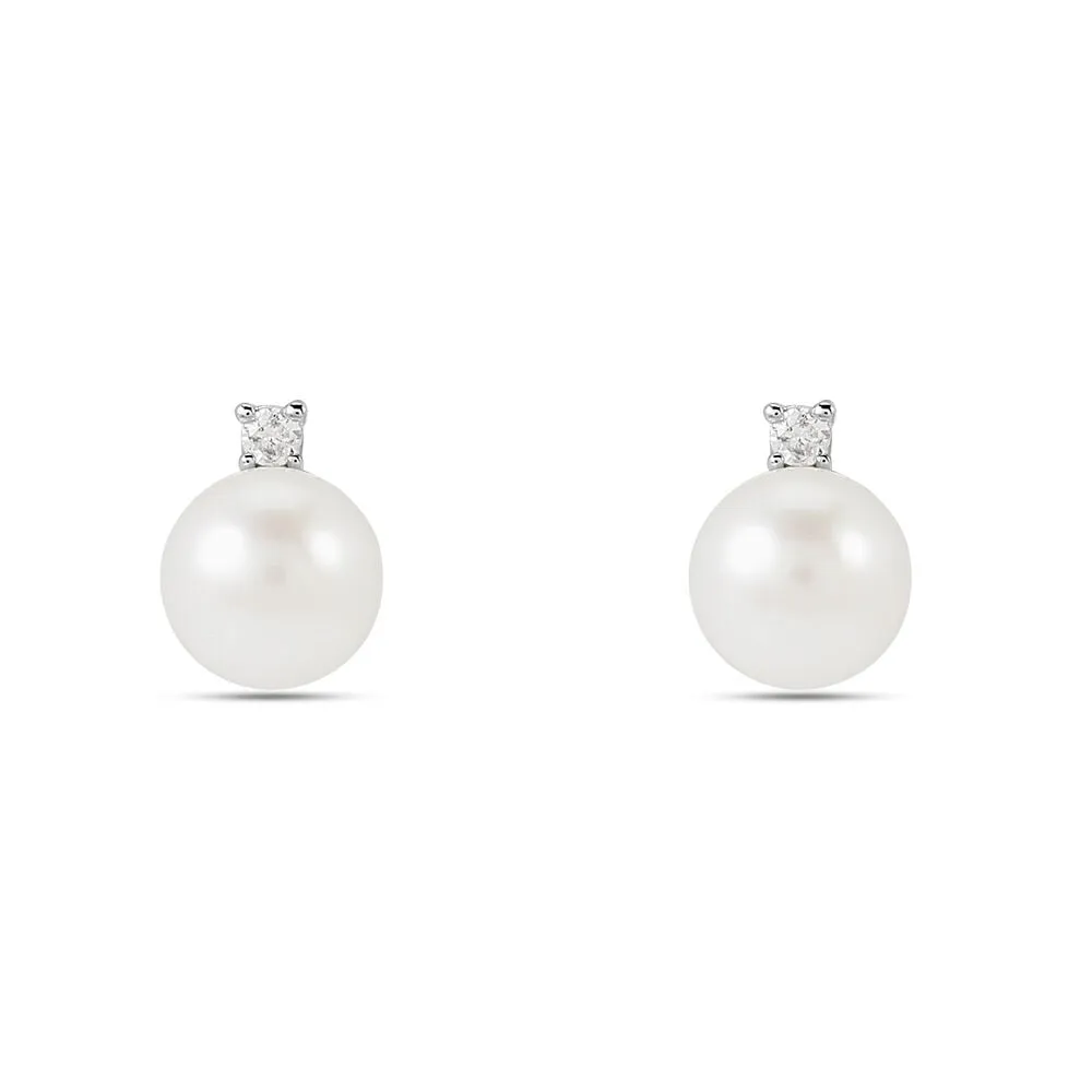 Orecchini Lobo Gabrielle Precious Oro Bianco 375/1000 Perla D'Acqua Dolce Bianco Diamante Bianco 0,06 ct 1428673