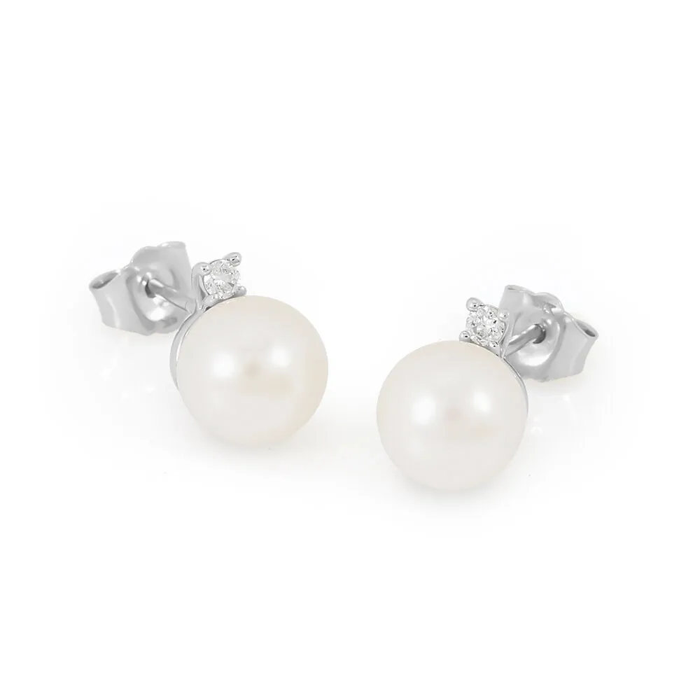 Orecchini Lobo Gabrielle Precious Oro Bianco 375/1000 Perla D'Acqua Dolce Bianco Diamante Bianco 0,06 ct 1428673