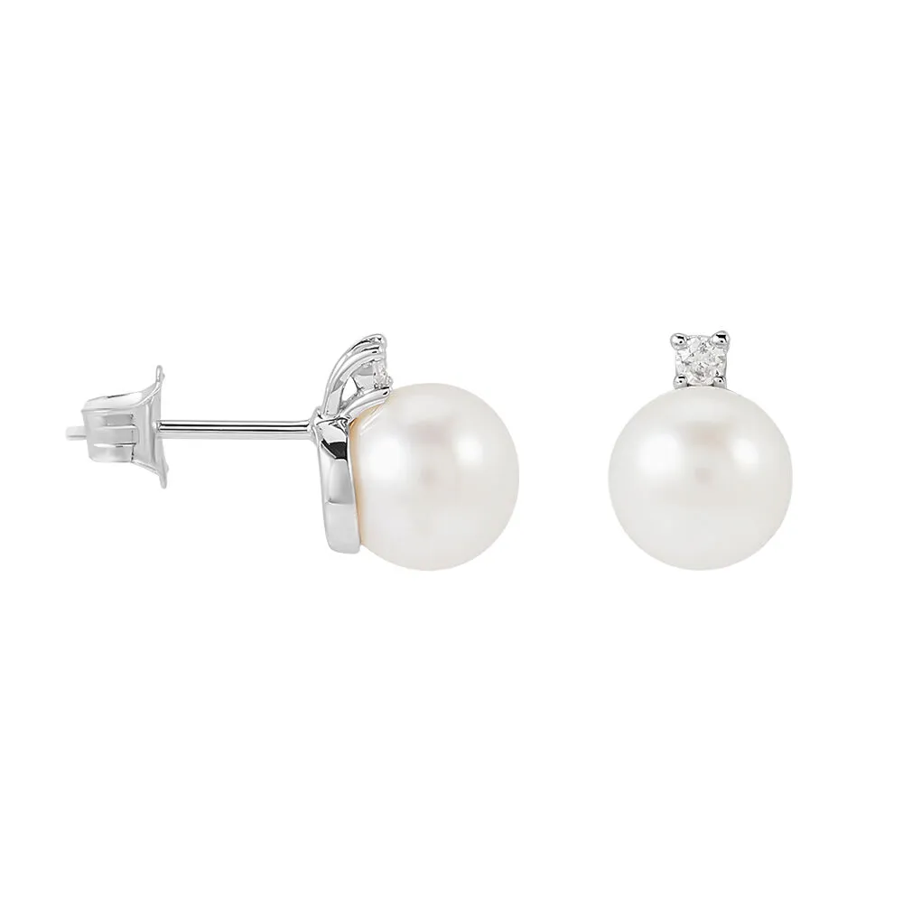 Orecchini Lobo Gabrielle Precious Oro Bianco 375/1000 Perla D'Acqua Dolce Bianco Diamante Bianco 0,06 ct 1428673