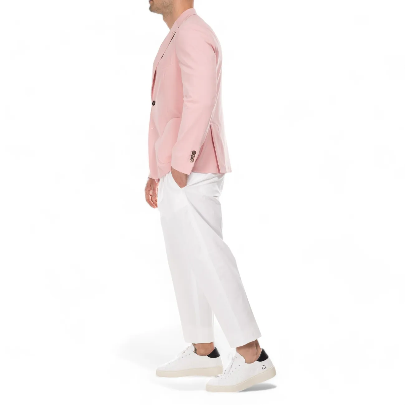 Outfit giacca rosa due bottoni