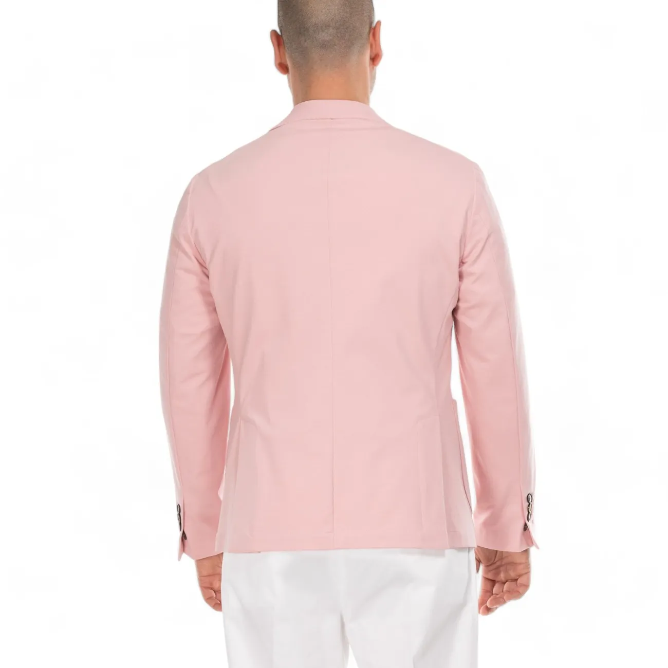 Outfit giacca rosa due bottoni