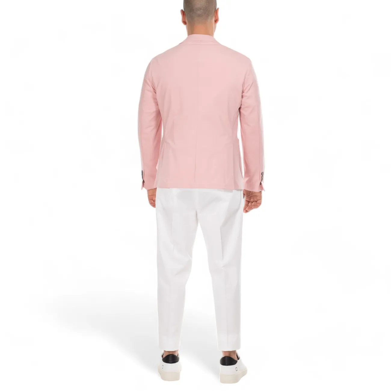 Outfit giacca rosa due bottoni