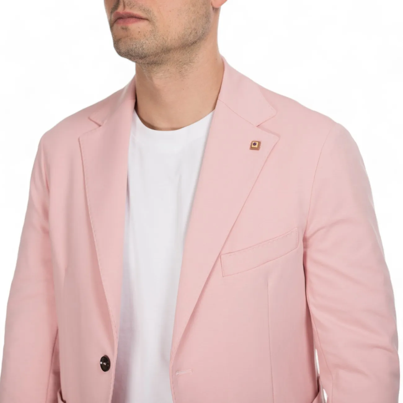 Outfit giacca rosa due bottoni