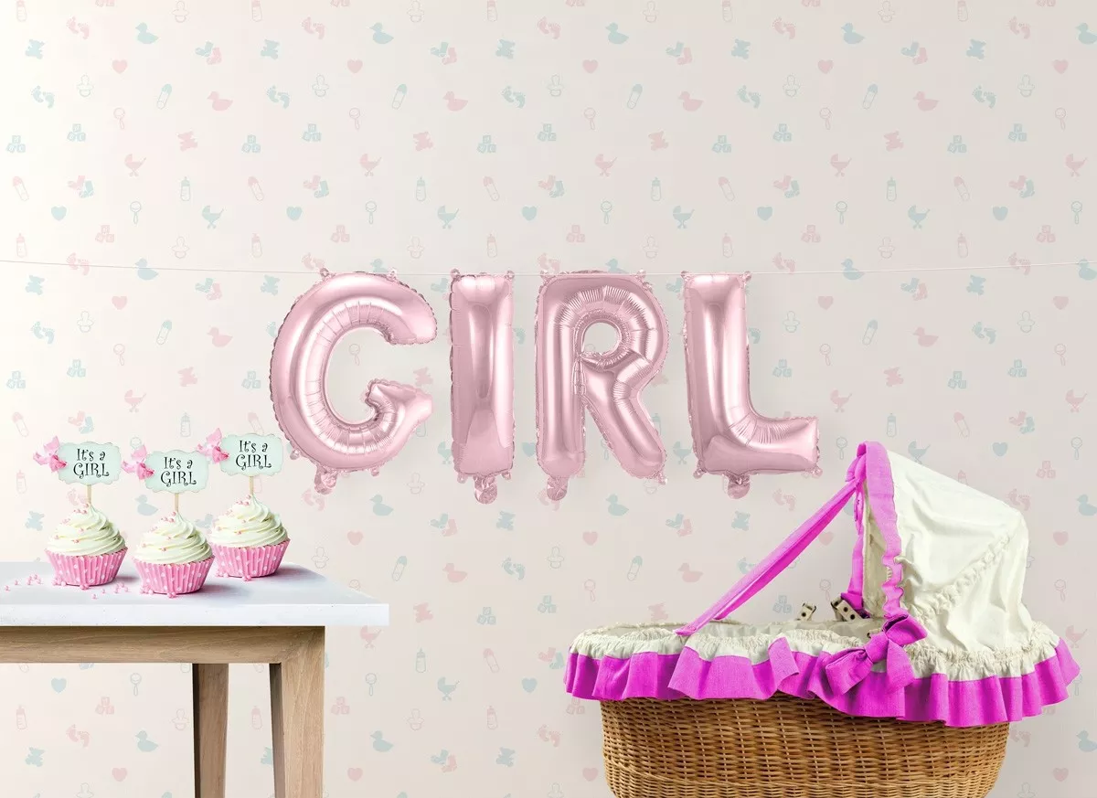 Palloncino stagnola lettering Rosa ragazza