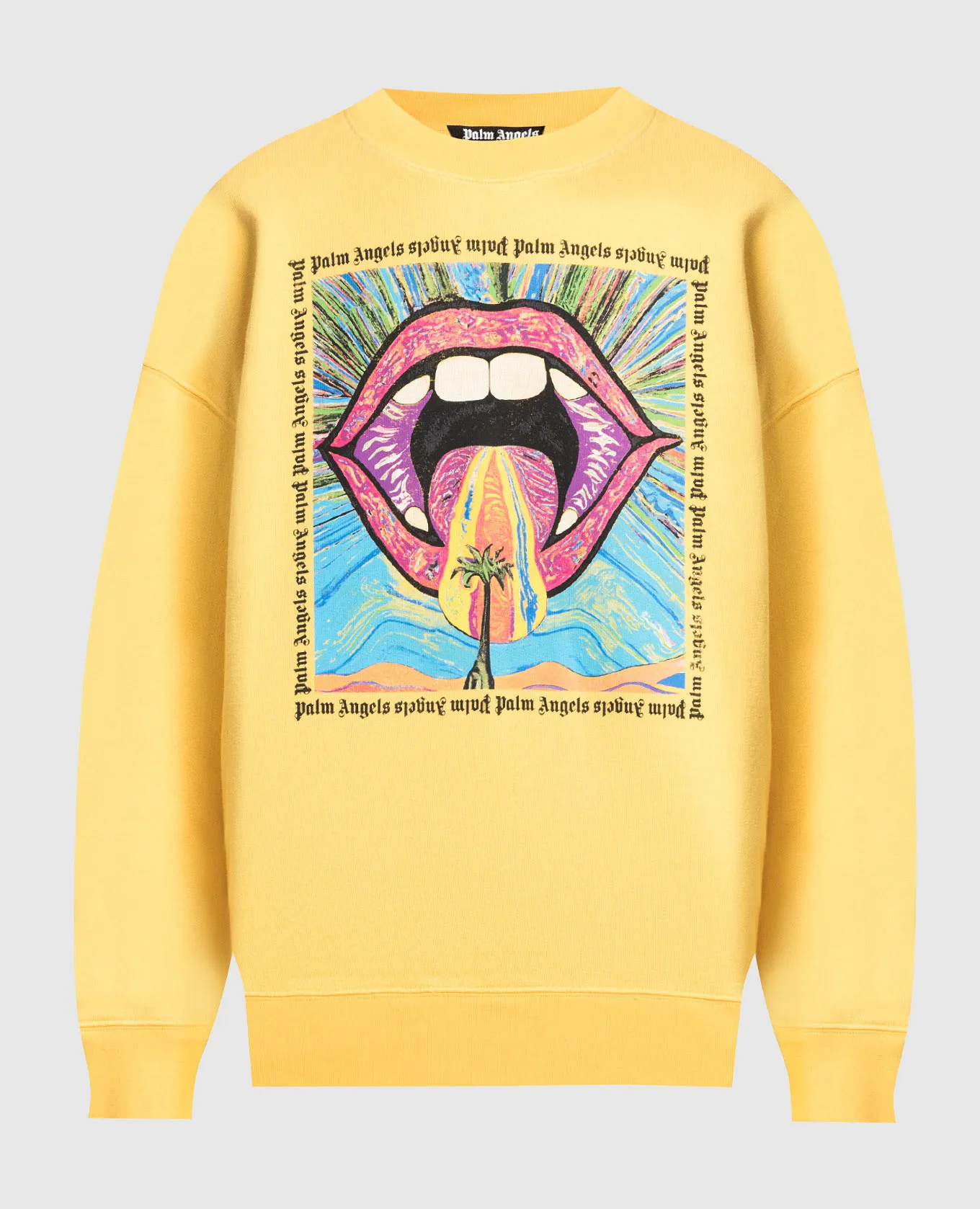 Palm Angels Felpa arancione con stampa Crazy Mouth PMBA065F23FLE004