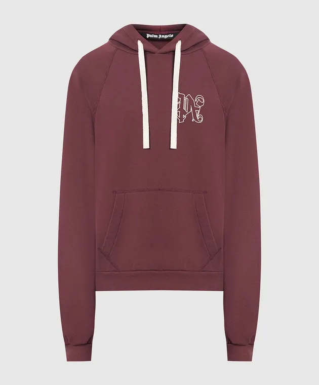 Palm Angels Felpa bordeaux con monogramma PMBB136E23FLE001