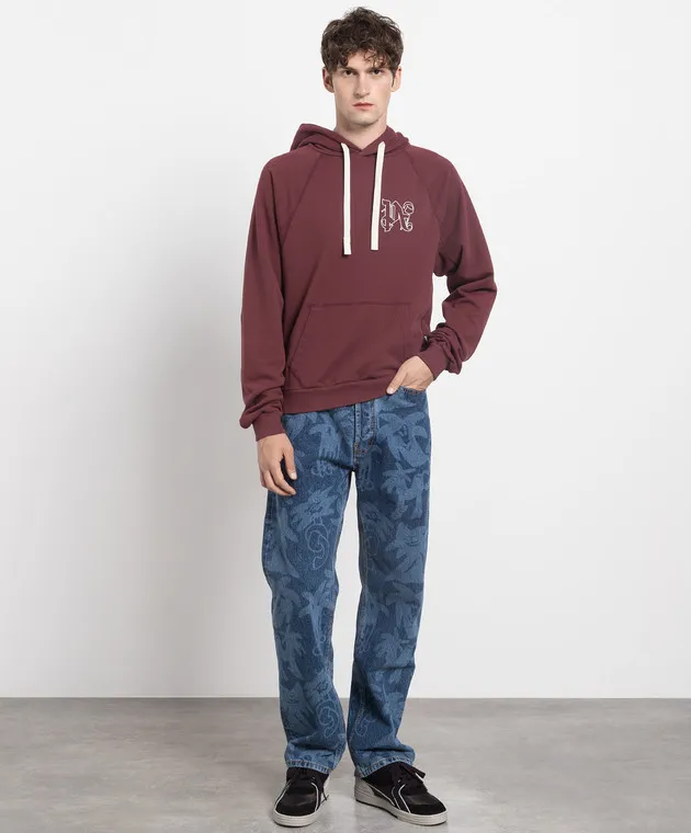 Palm Angels Felpa bordeaux con monogramma PMBB136E23FLE001