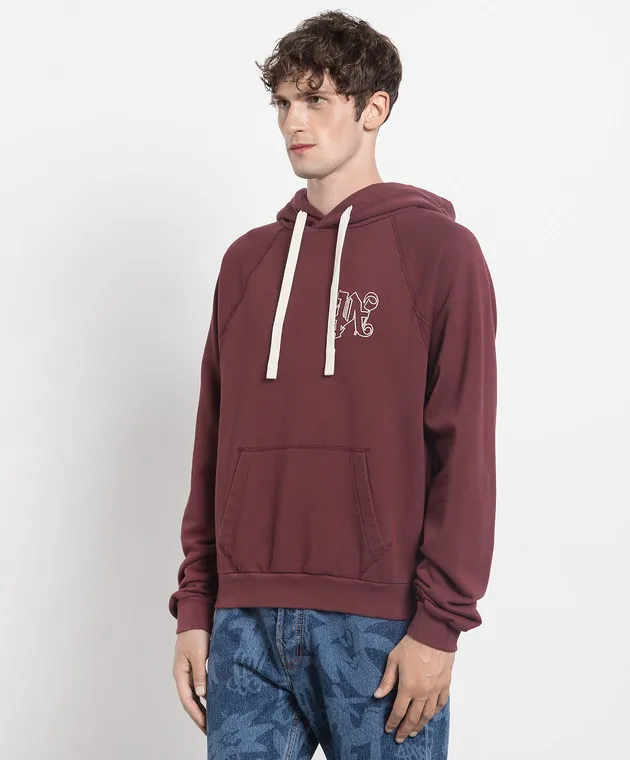 Palm Angels Felpa bordeaux con monogramma PMBB136E23FLE001