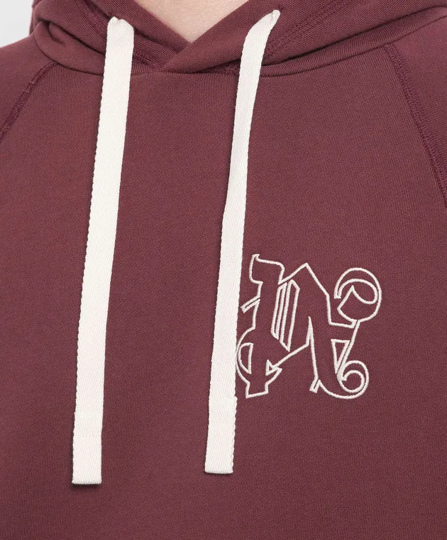 Palm Angels Felpa bordeaux con monogramma PMBB136E23FLE001