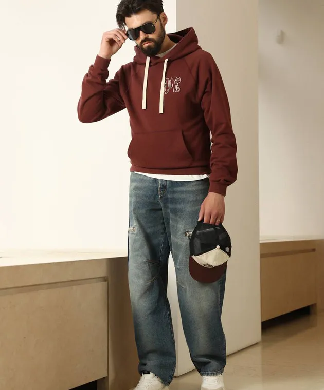 Palm Angels Felpa bordeaux con monogramma PMBB136E23FLE001