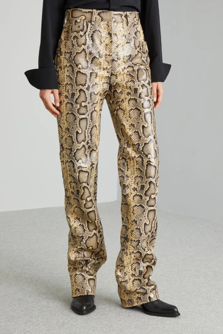 Pantalone in pelle stampa pitone