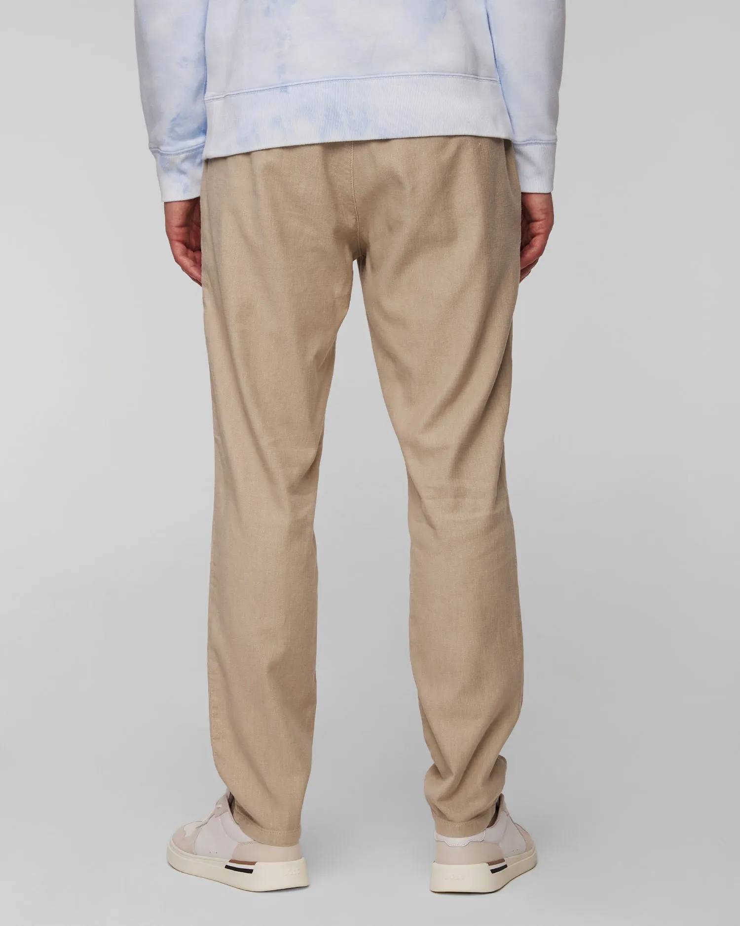 Pantaloni beige con lino da uomo Alberto Steve-Linen Herringbone 46971733-520