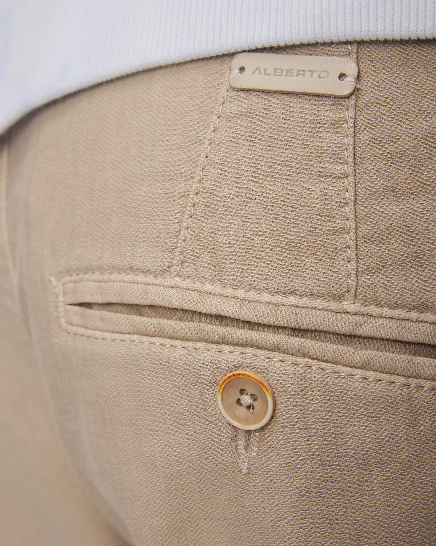 Pantaloni beige con lino da uomo Alberto Steve-Linen Herringbone 46971733-520