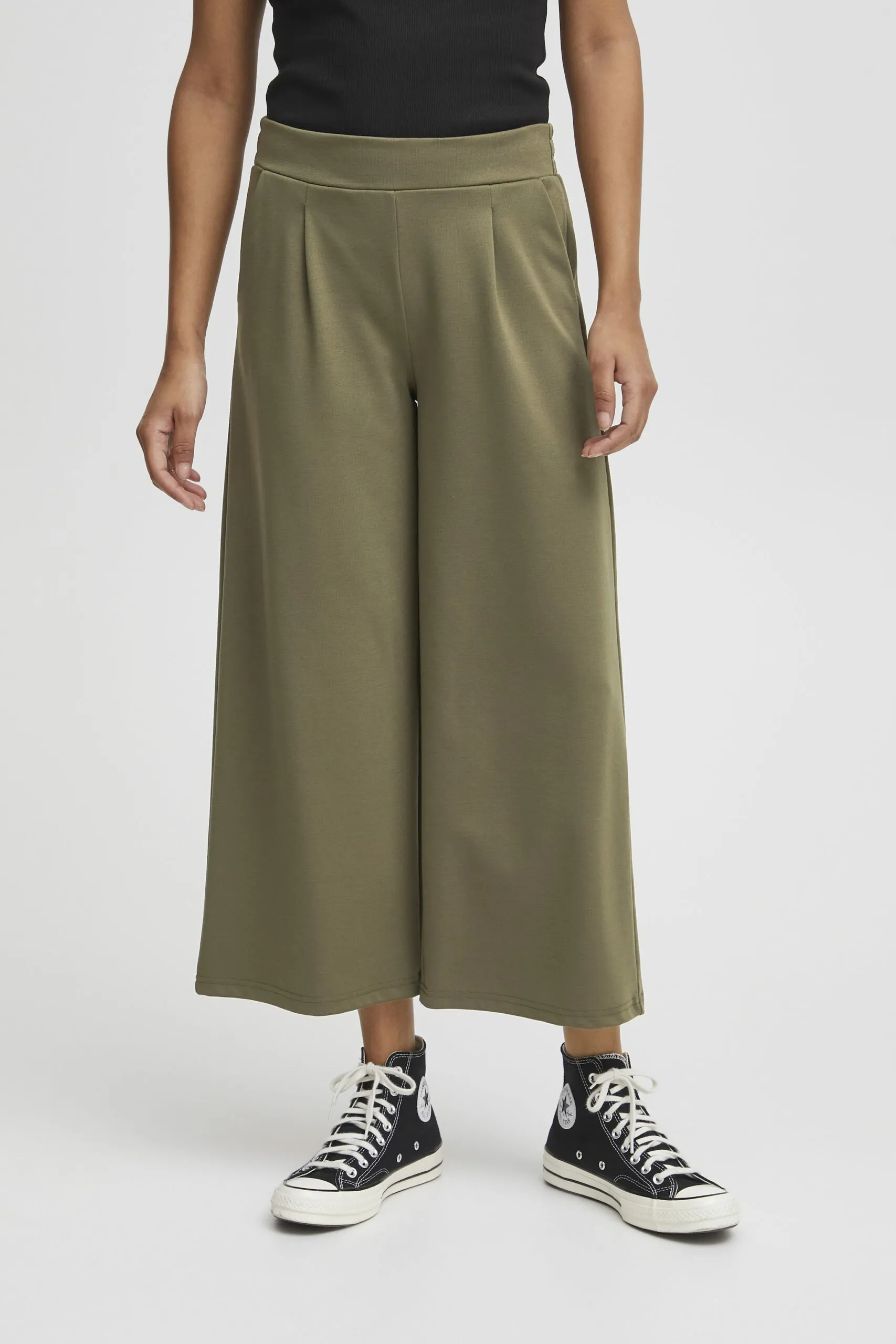 Pantaloni bootcut Ichi IHKATE SUS WIDE PA Verde Oliva