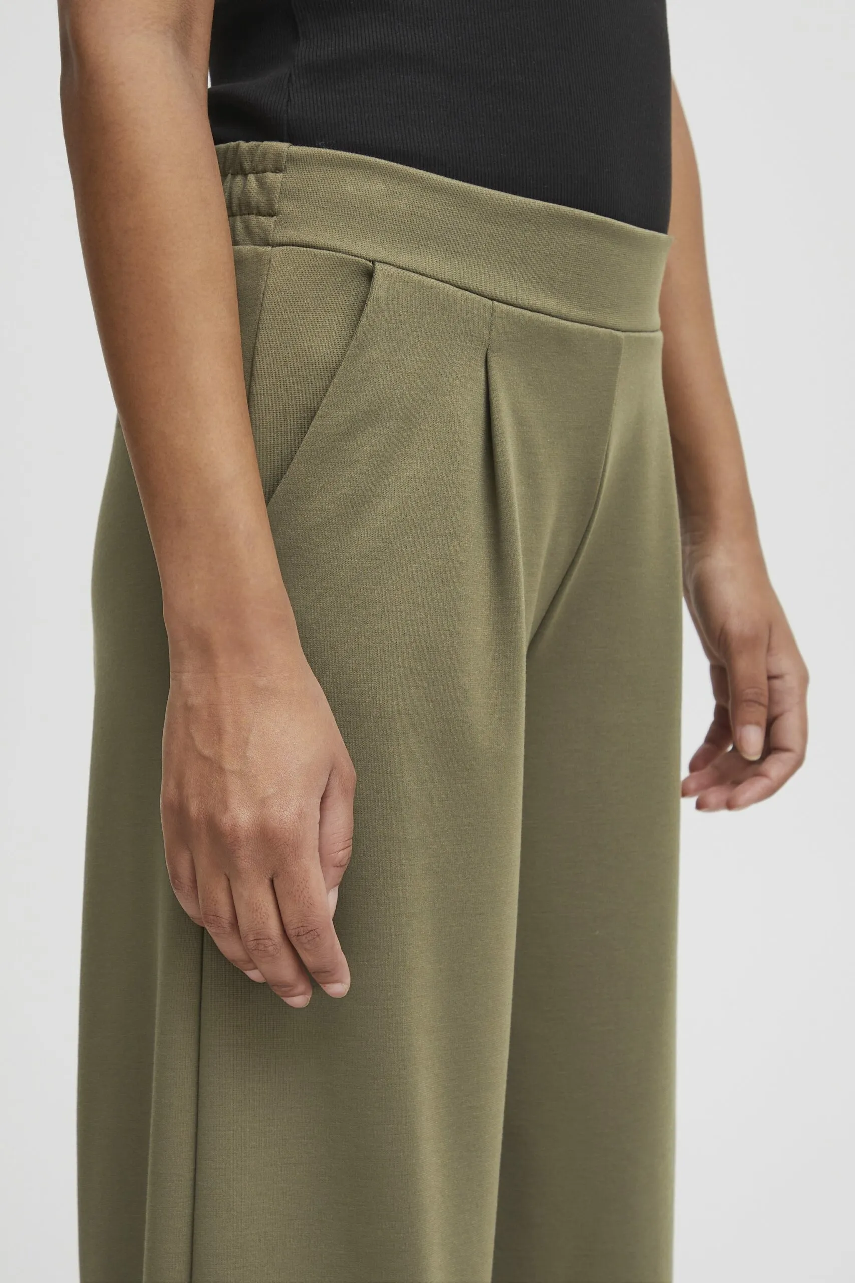 Pantaloni bootcut Ichi IHKATE SUS WIDE PA Verde Oliva