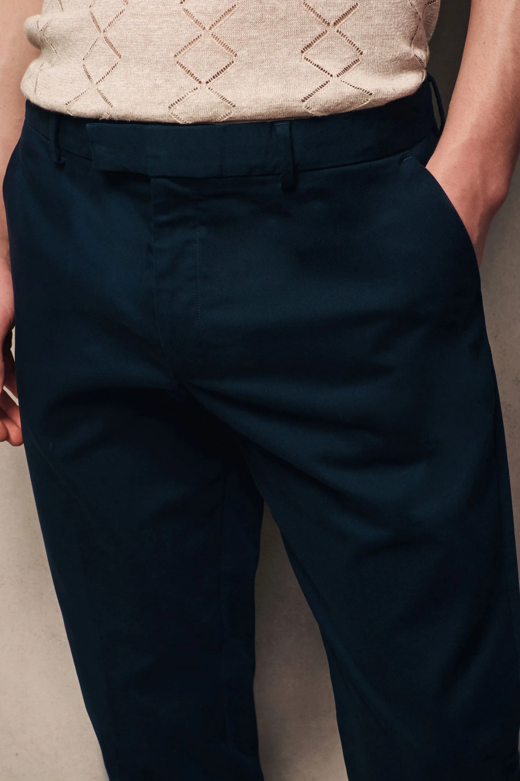 Pantaloni chino elasticizzati in rasatello Pantaloni