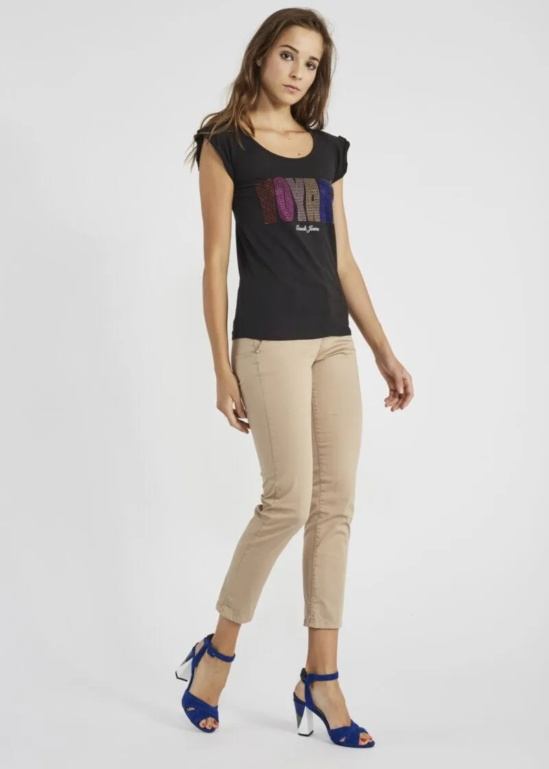Pantaloni chino in raso di cotone