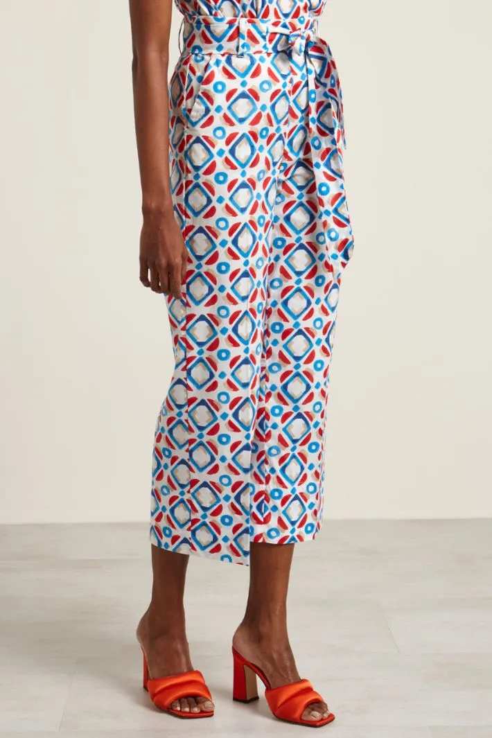 Pantaloni in popeline stampato