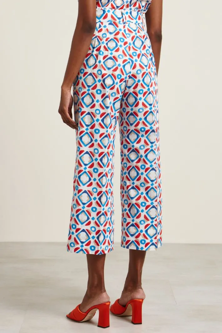 Pantaloni in popeline stampato