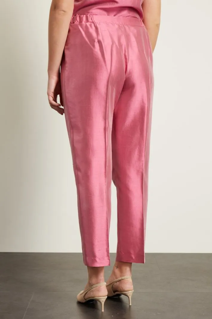 Pantaloni in shantung di seta