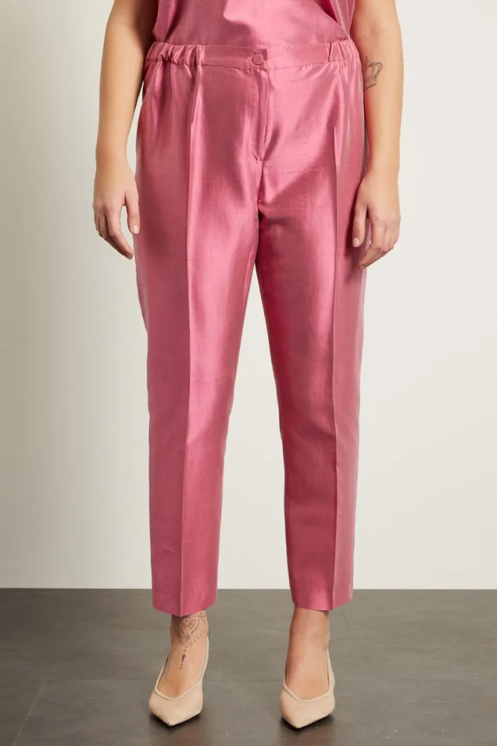 Pantaloni in shantung di seta