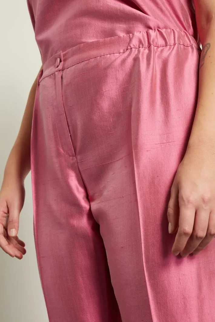 Pantaloni in shantung di seta