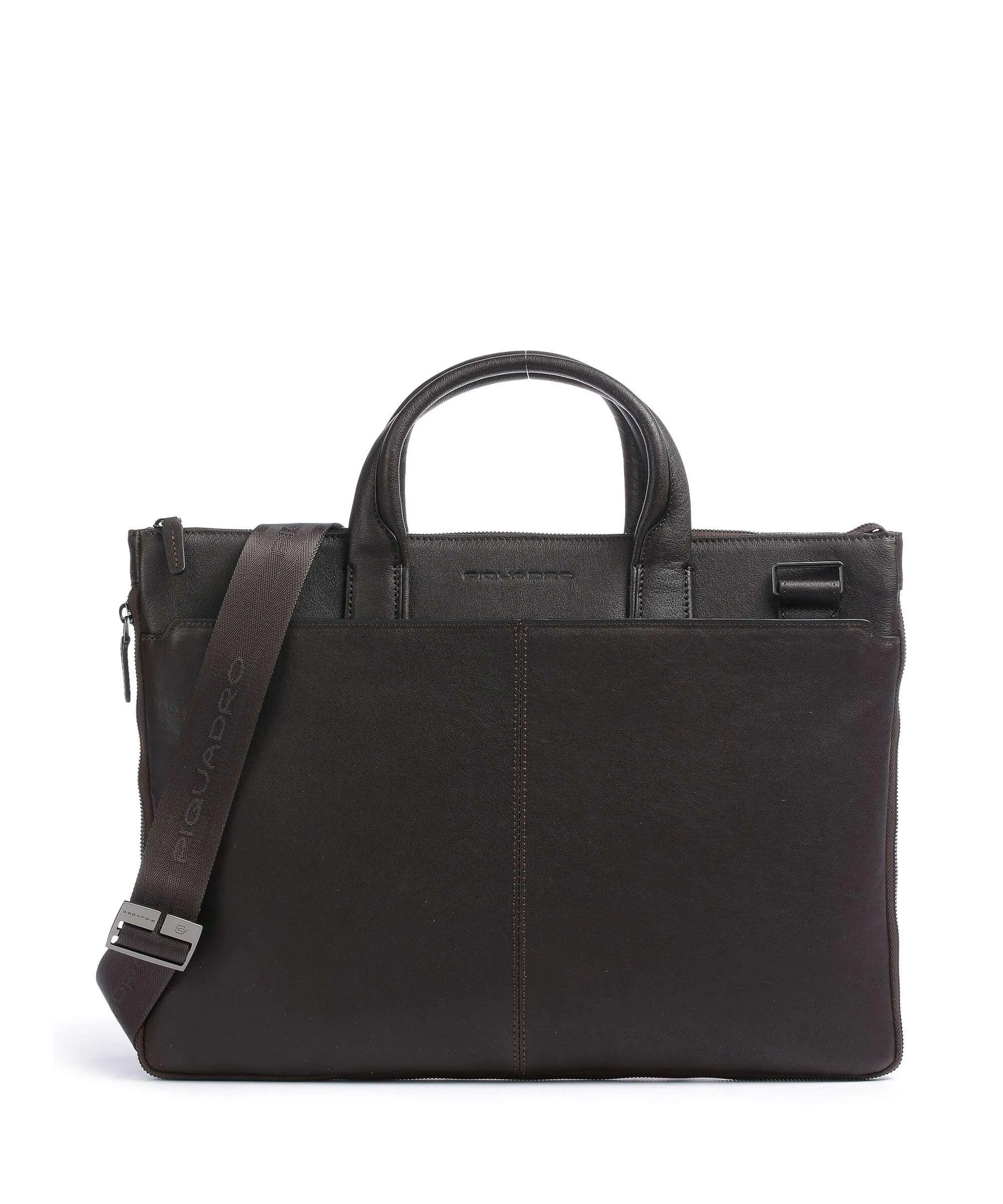  Piquadro Black Square Cartella 15″ pelle a grana fine marrone scuro  
