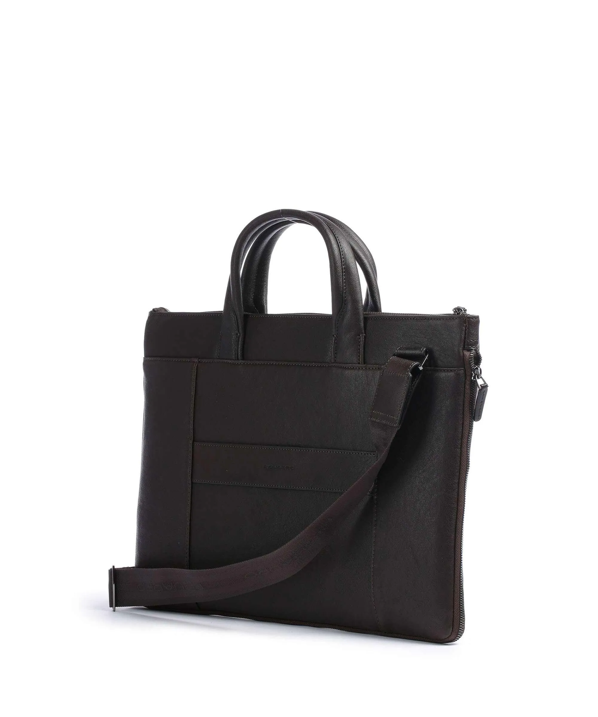  Piquadro Black Square Cartella 15″ pelle a grana fine marrone scuro  