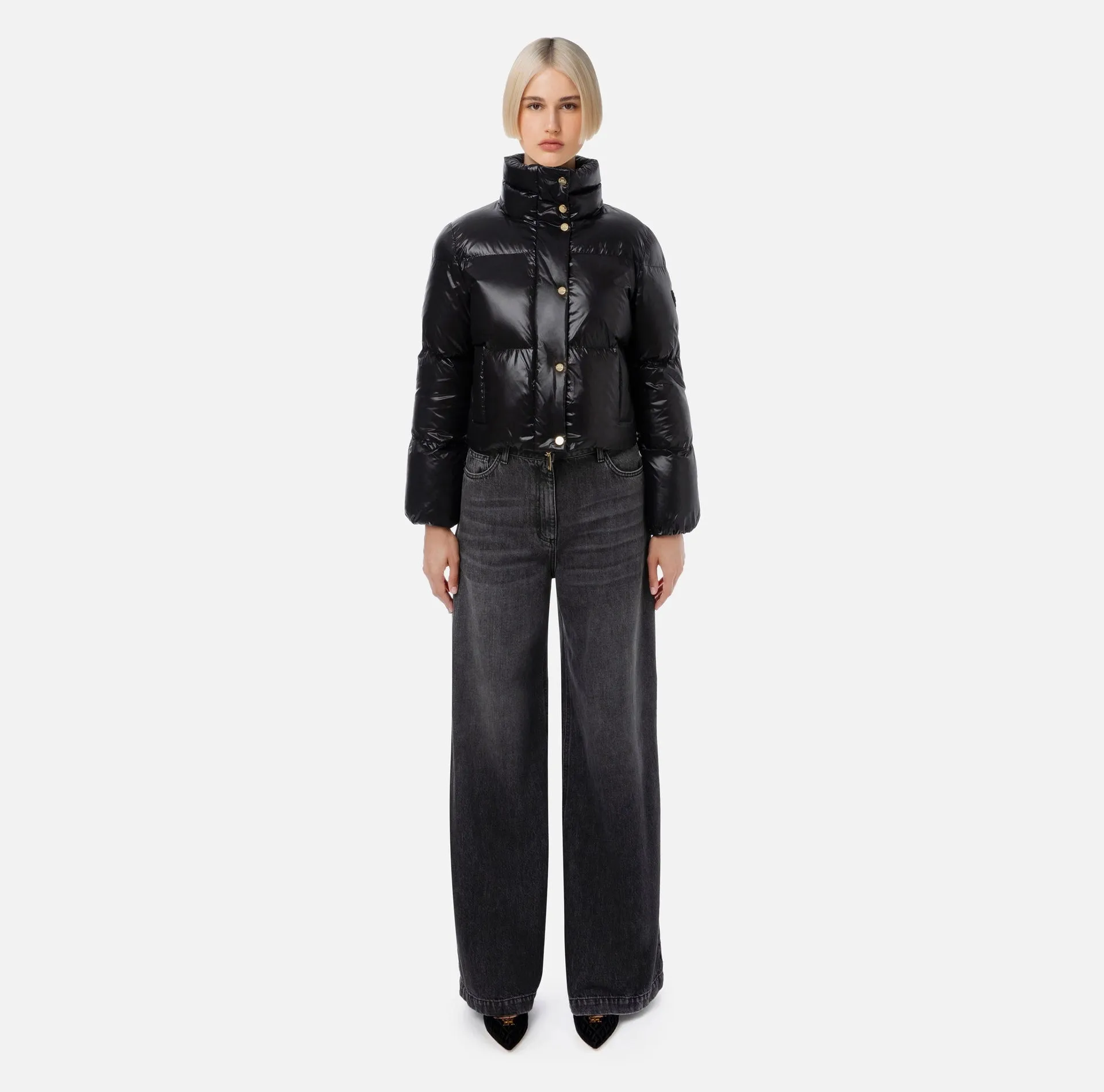 Piumino crop in vela satin Elisabetta Franchi PI55D36E2