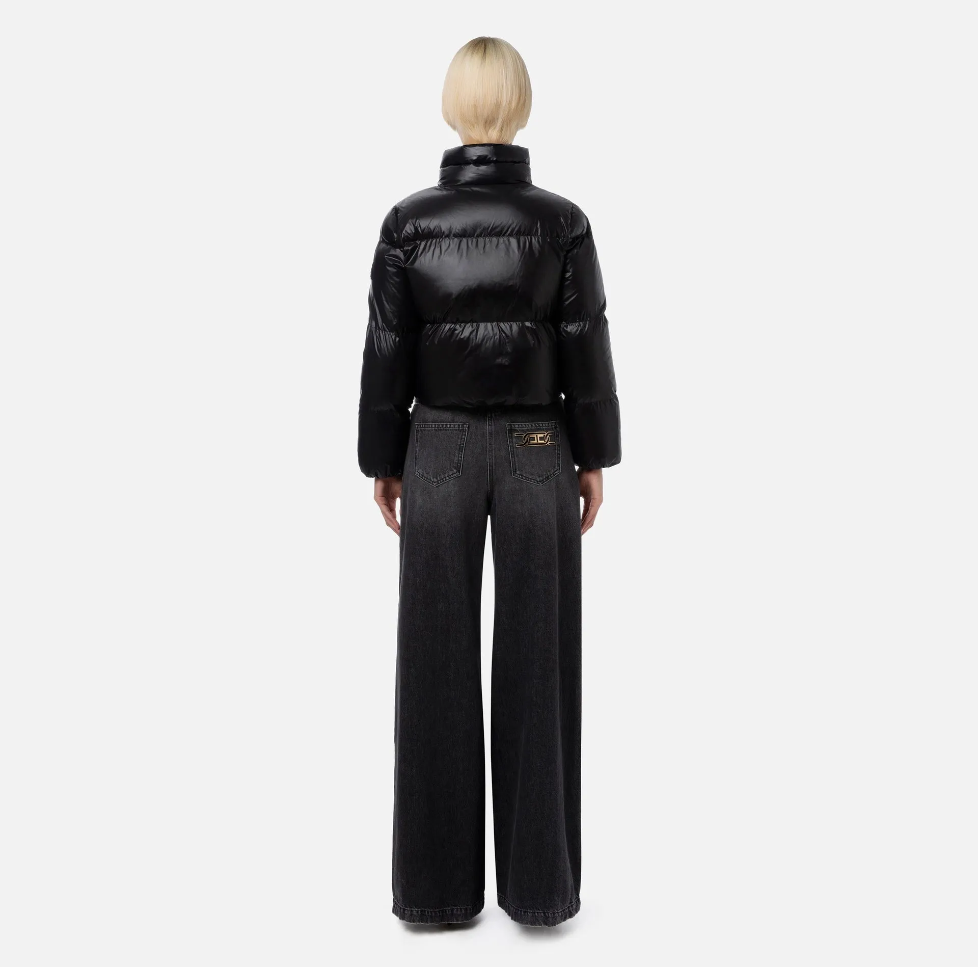 Piumino crop in vela satin Elisabetta Franchi PI55D36E2