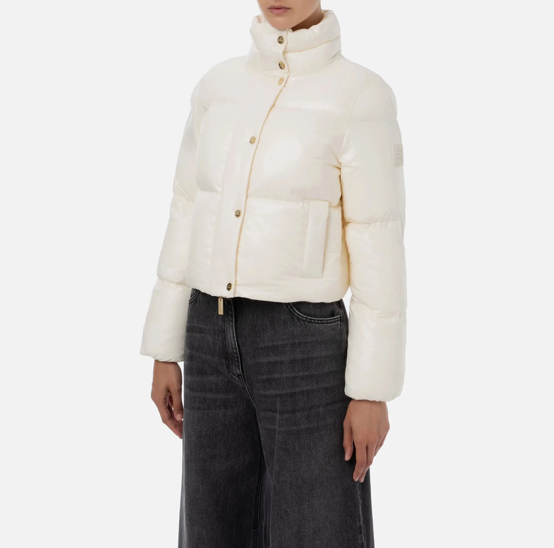 Piumino crop in vela satin Elisabetta Franchi PI55D36E2