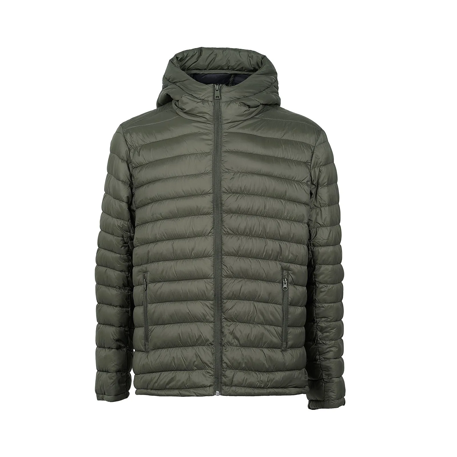 Piumino verde leggero con zip e tasche