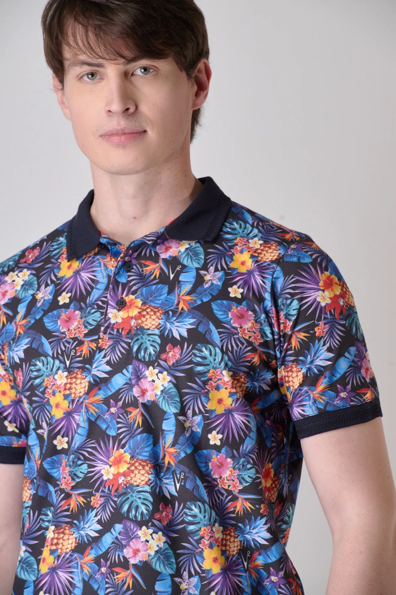 Polo stampate all-over con fantasia Tropical