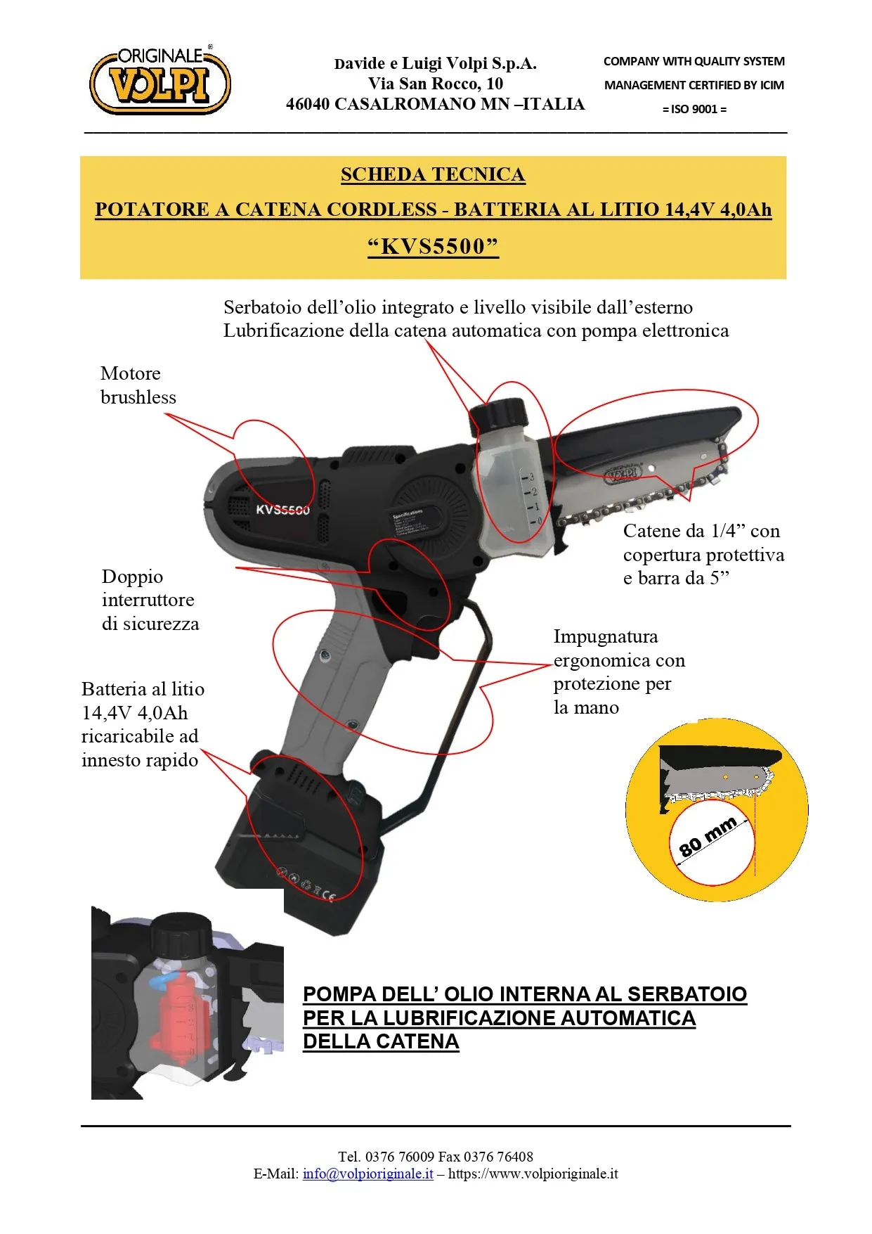 Potatore a batteria VOLPI KVS5500