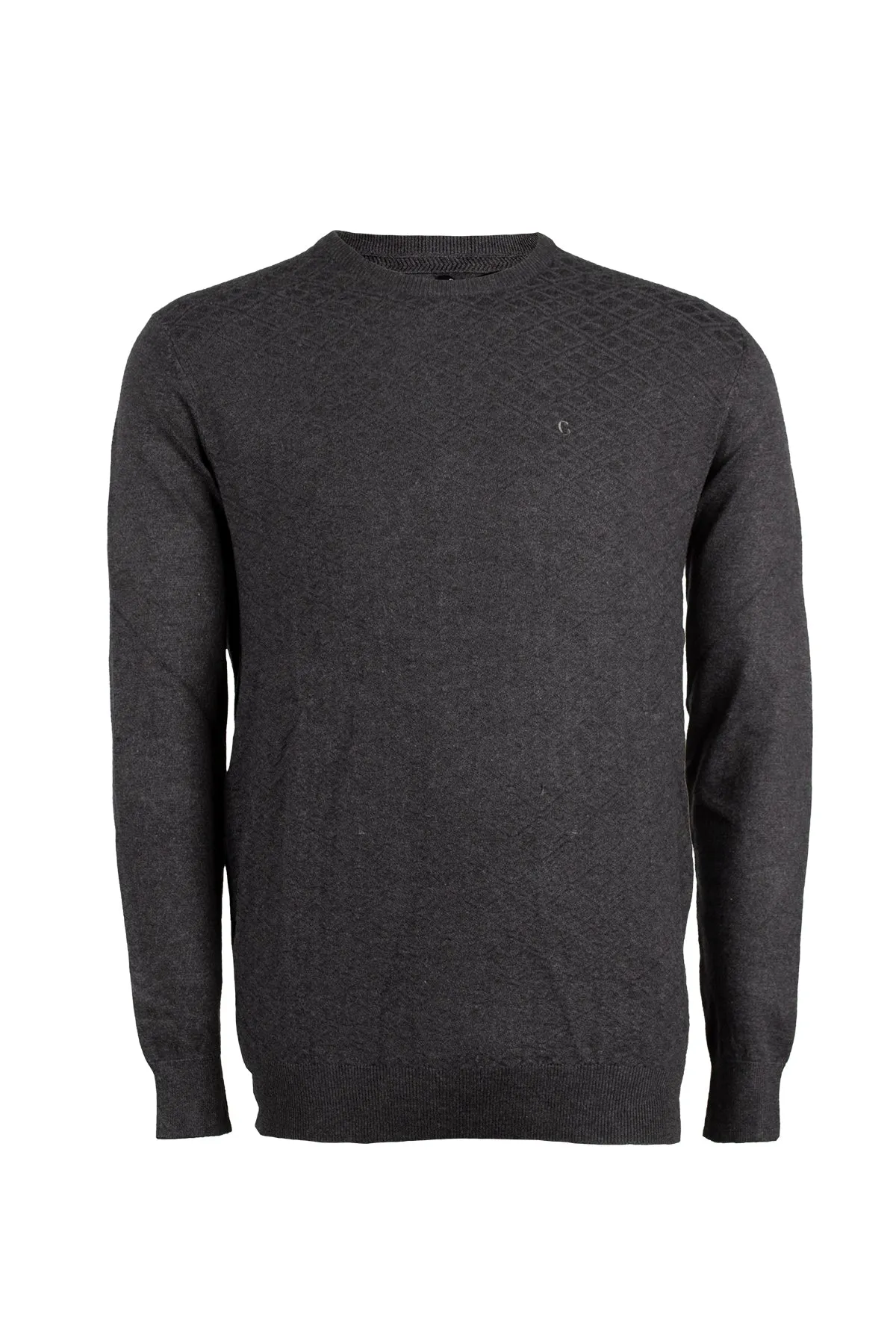 Pullover da uomo girocollo a trama lavorata