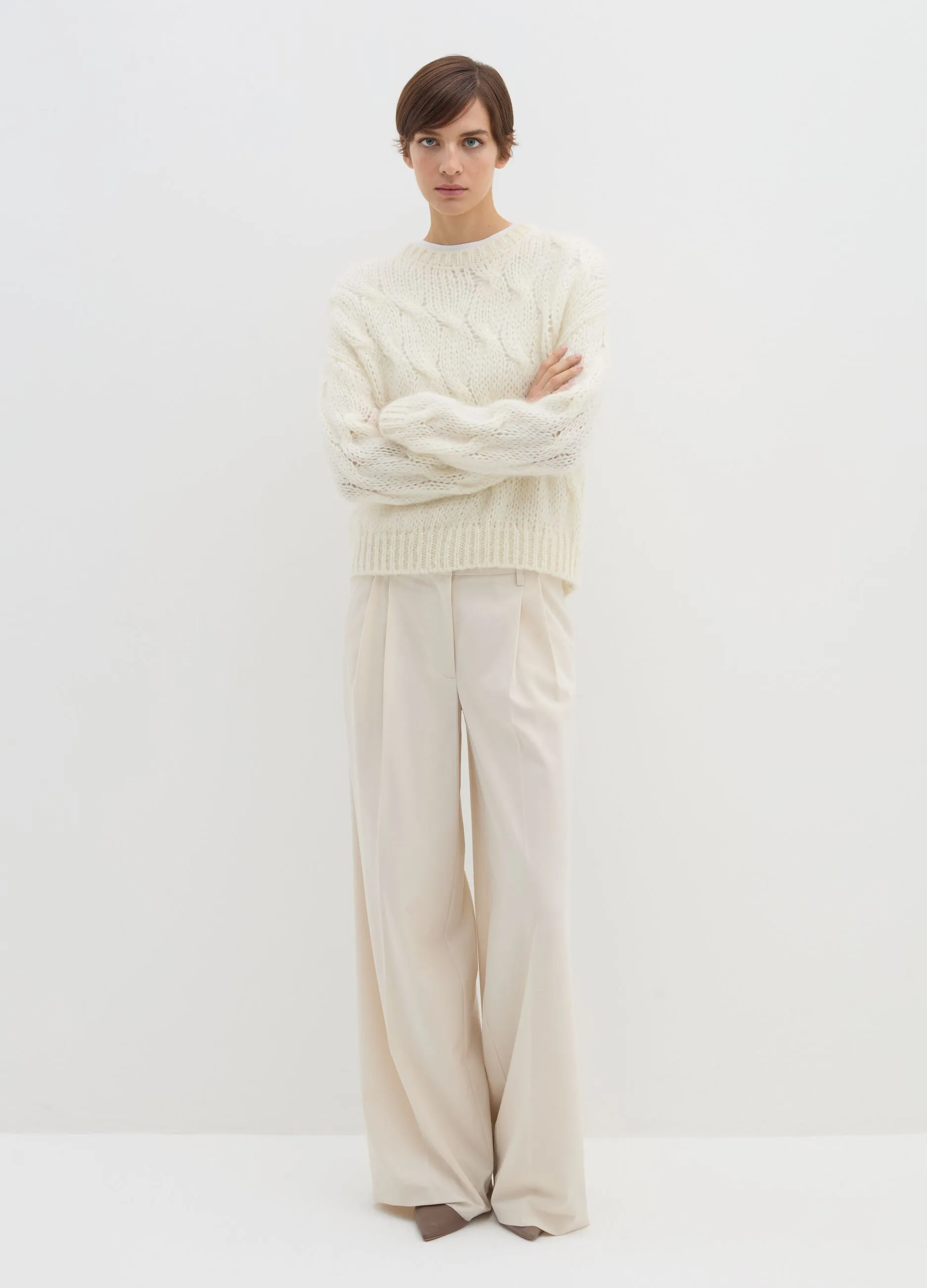 Pullover oversize a treccia