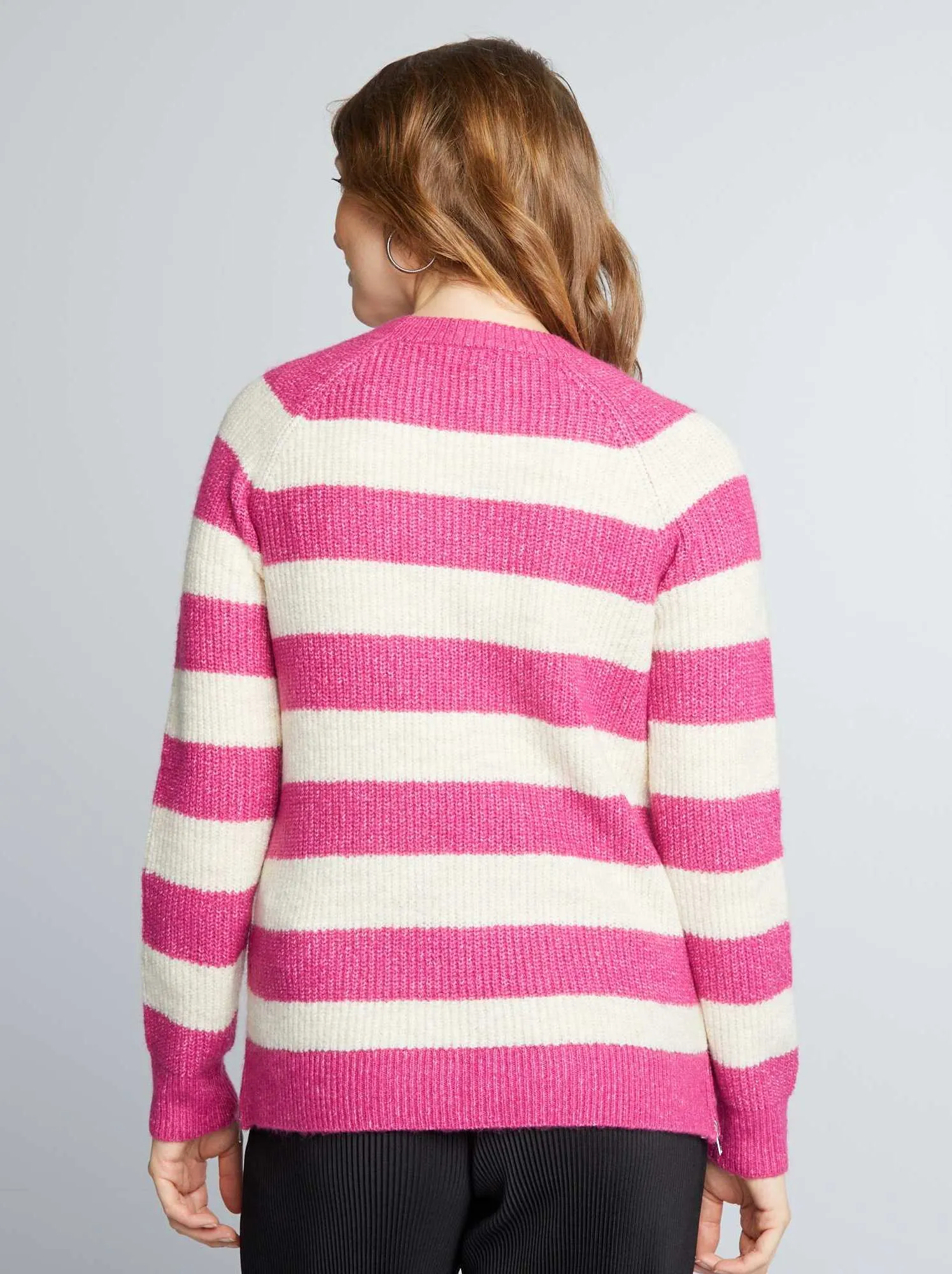 Pullover premaman in maglia a righe - ROSA