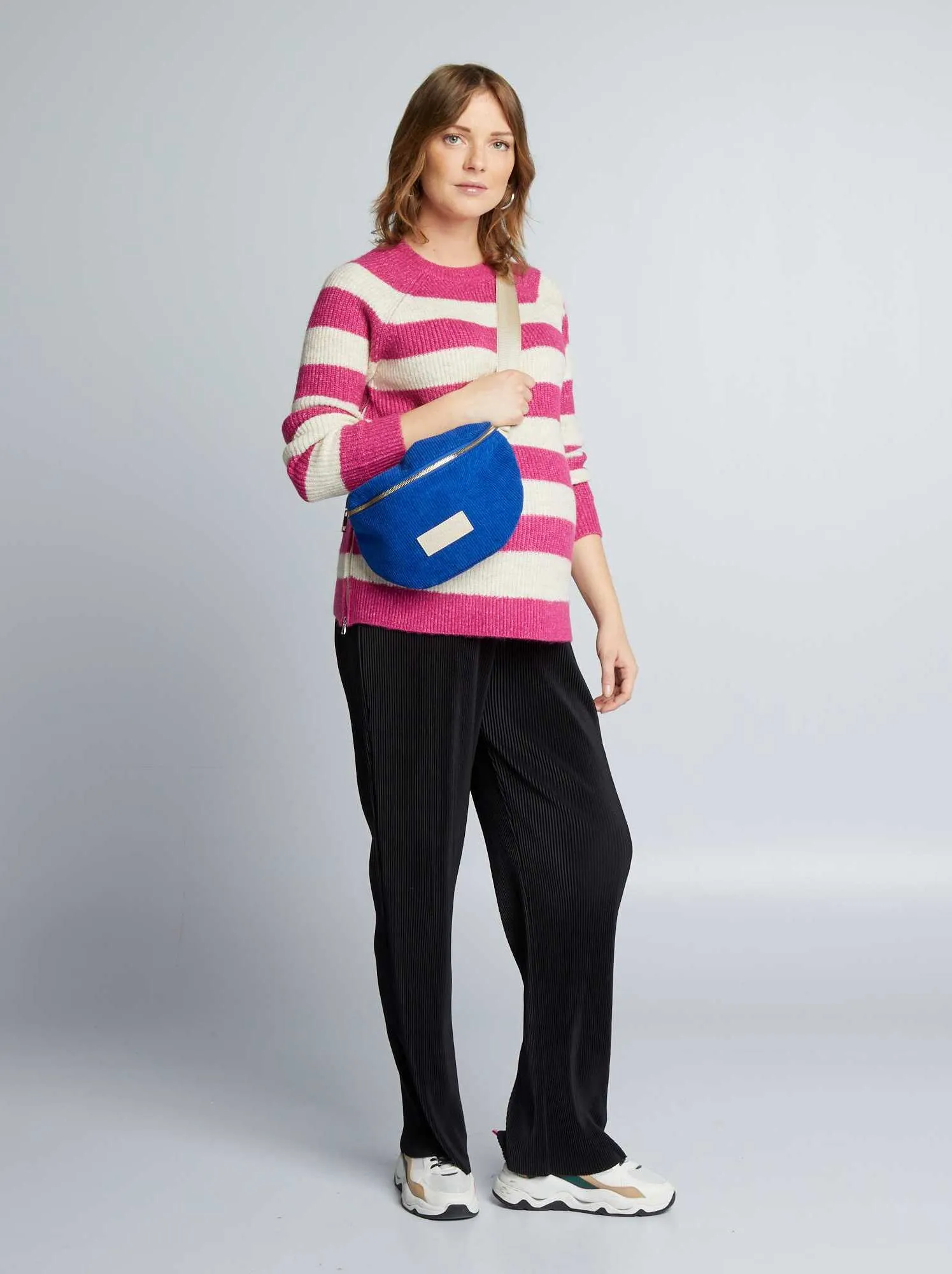 Pullover premaman in maglia a righe - ROSA