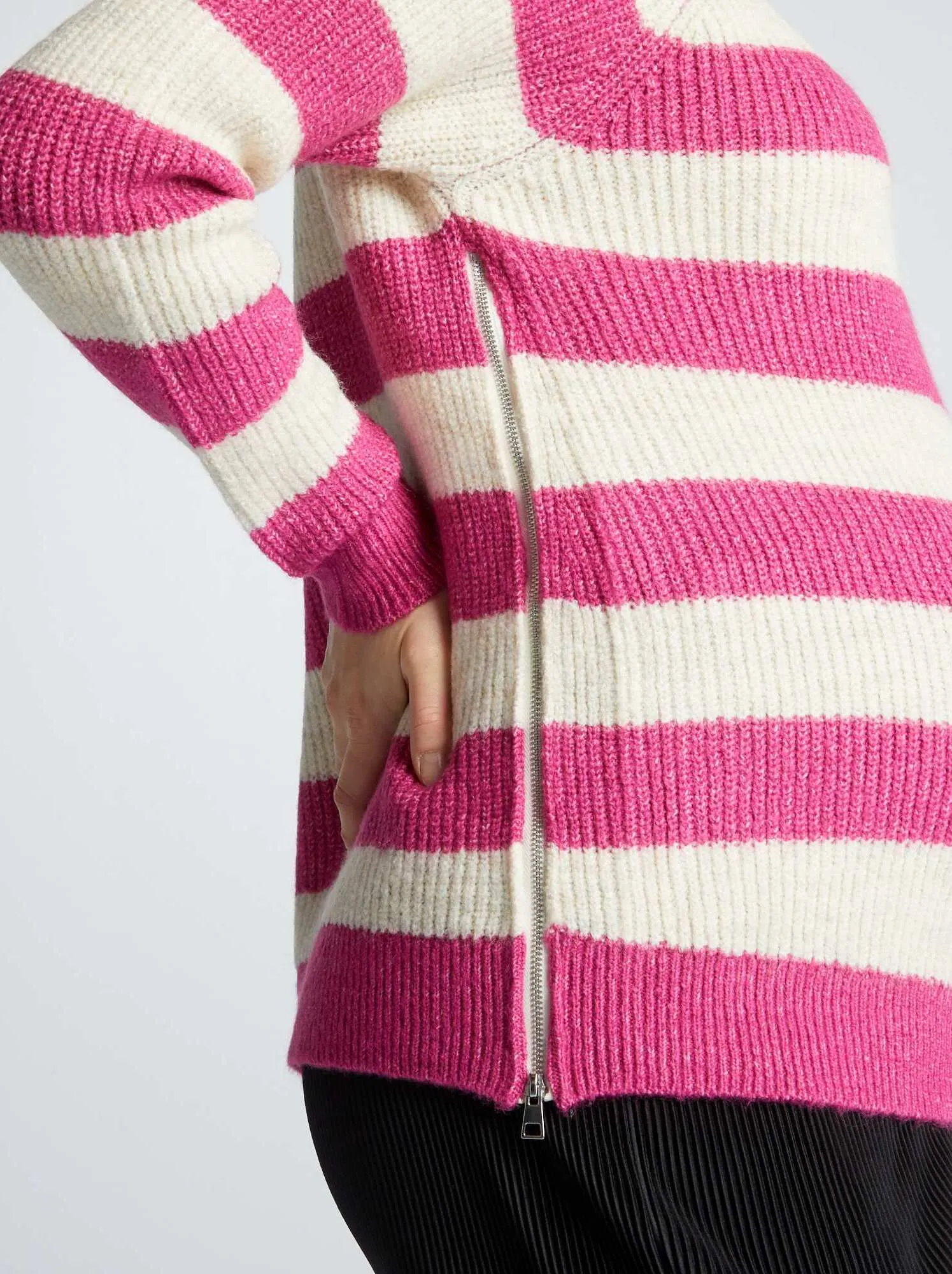 Pullover premaman in maglia a righe - ROSA